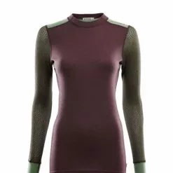 Aclima Woolnet Hybrid Crew Neck Woman Fudge/Dill/Olive Night