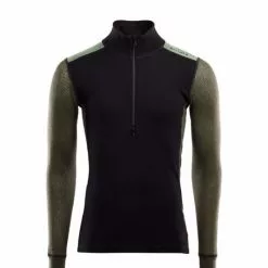Aclima Woolnet Hybrid Mock Neck W/zip Man Jet Black/Olive Night/Dill